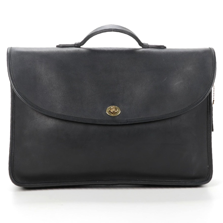 Coach Legacy Lexington Black Leather Briefcase with Detachable Shoulder Strap