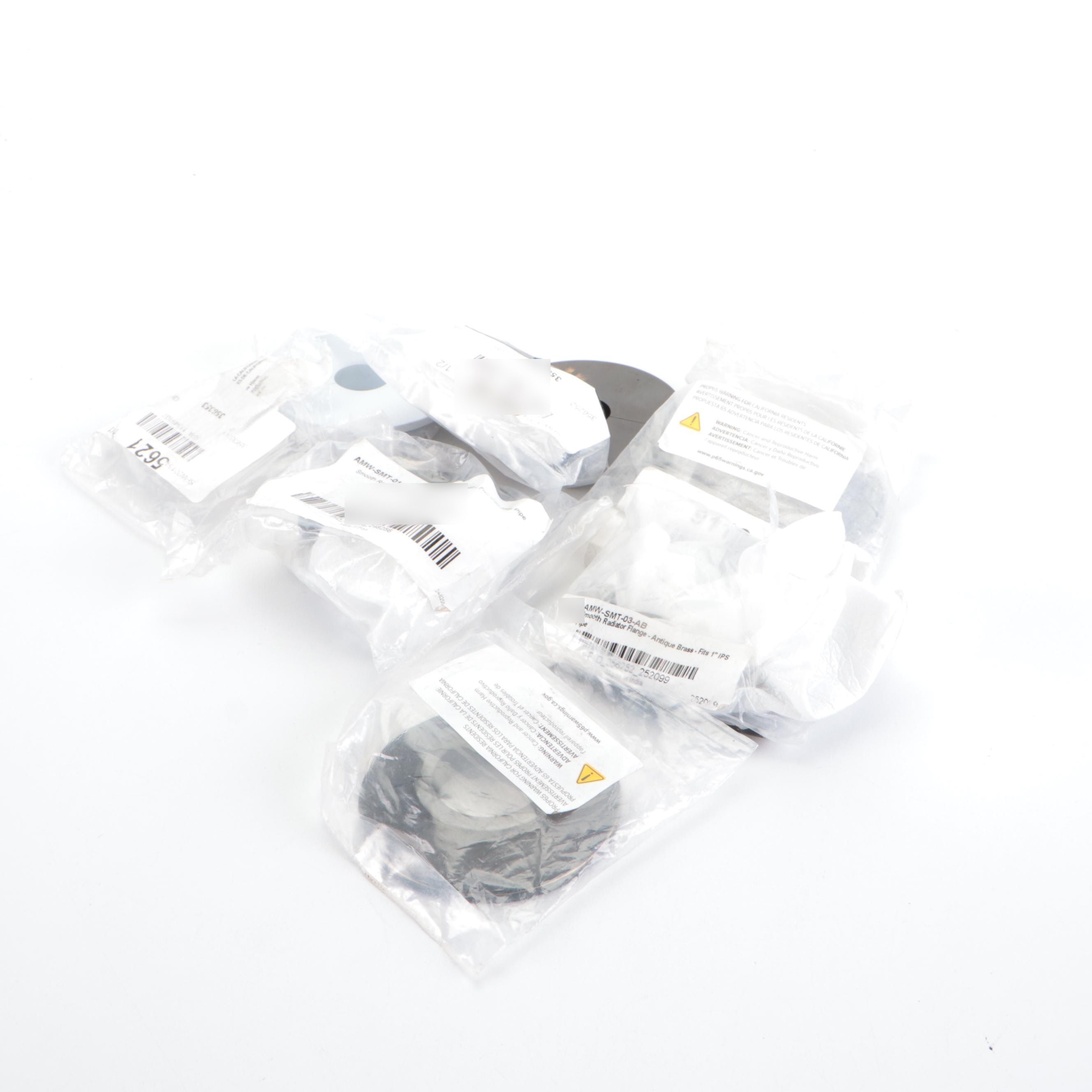 Smooth Radiator Flanges for 1'' and 1/2'' IPS Pipes in Antique Brass