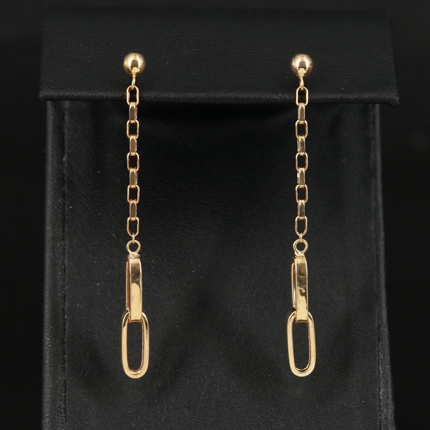 10K Cable Chain Drop Earrings