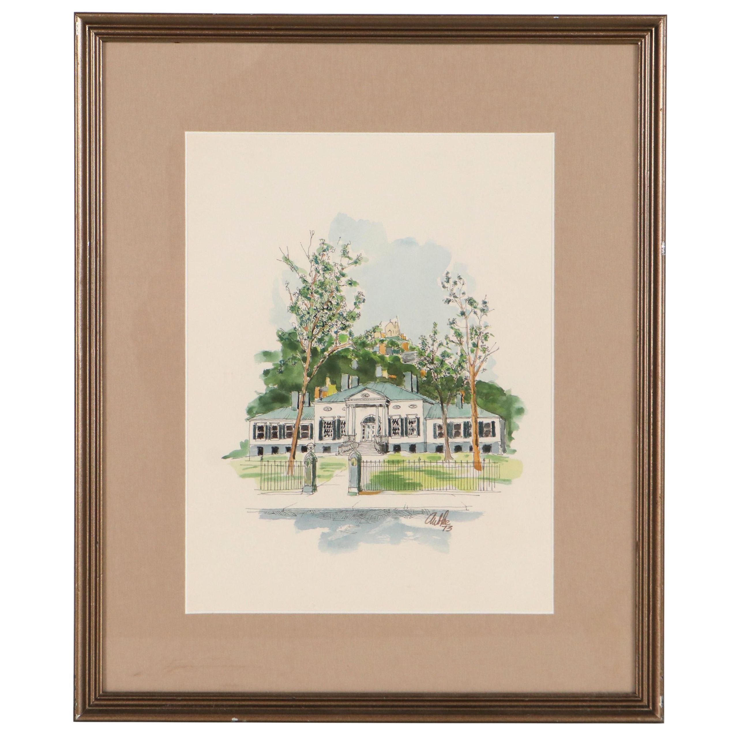 Watercolor Painting of Taft Museum of Art, 1973