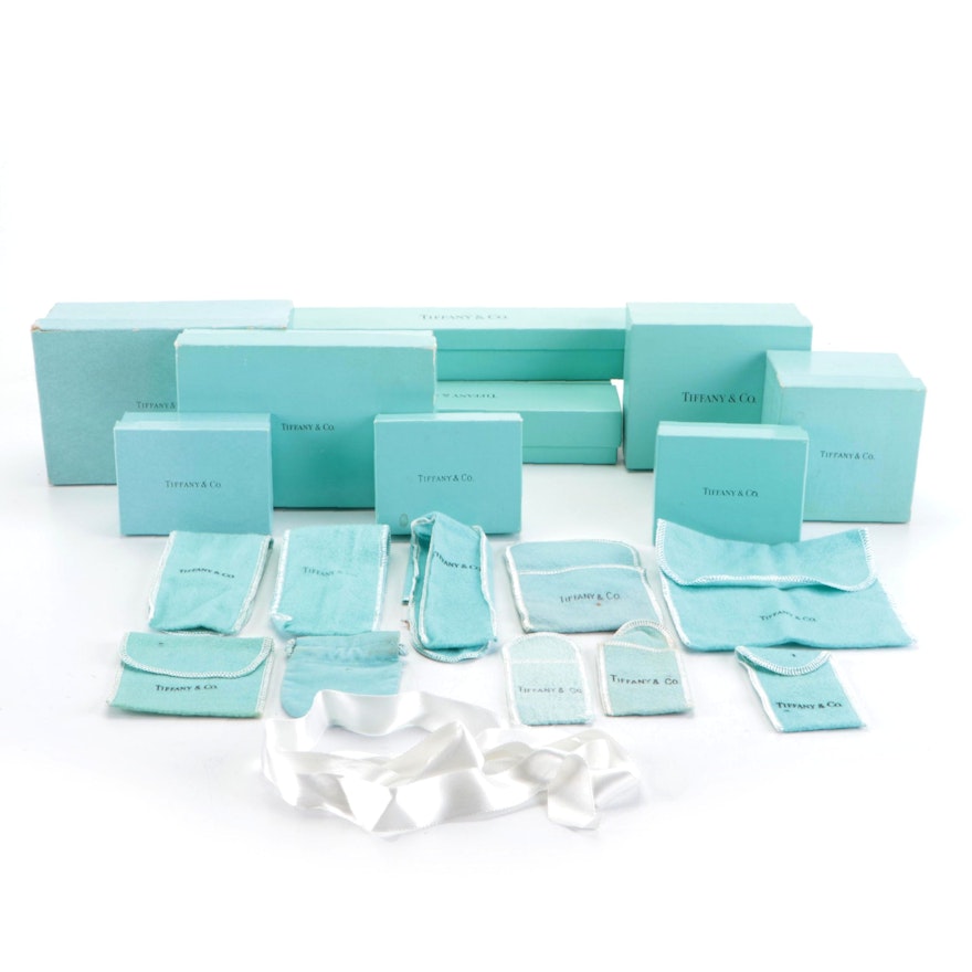 Tiffany & Co. Boxes and Dust Bags with Ribbon