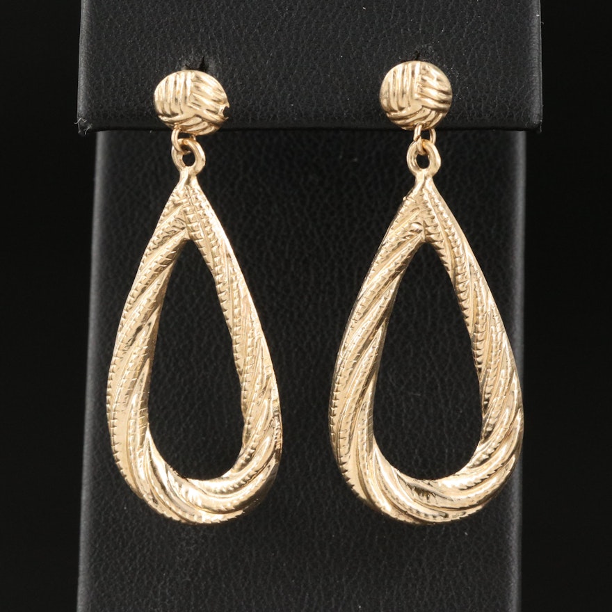 14K Teardrop Drop Earrings