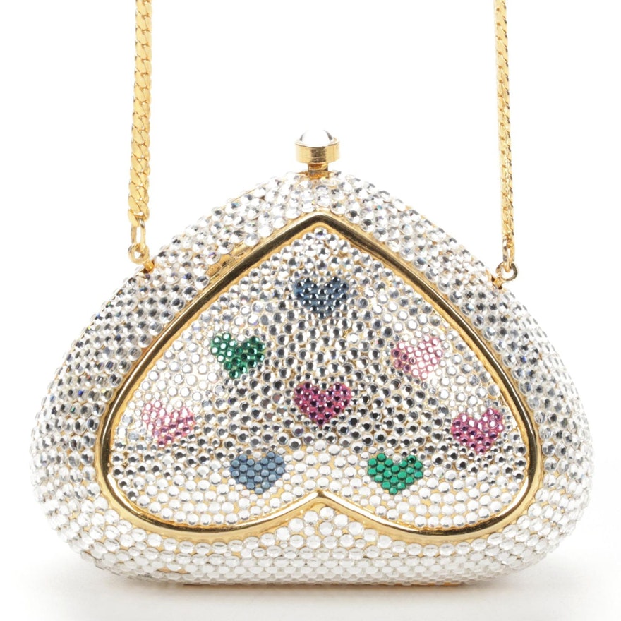 Tiras Embellished Crossbody/Evening Bag with Heart Shape Pattern