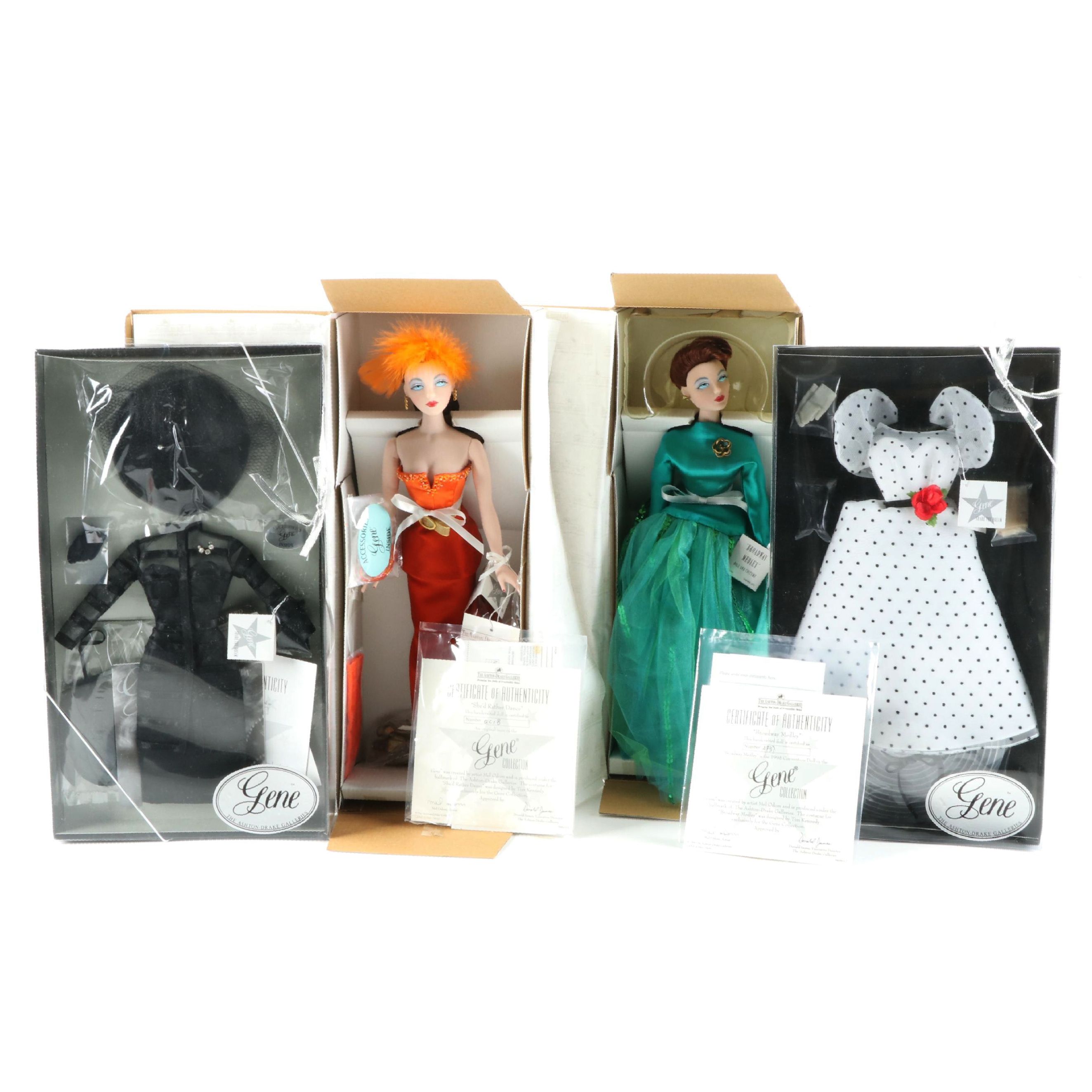 Gene Vinyl Dolls "Broadway Medley" and "She'd Rather Dance" with Outfits, COAs