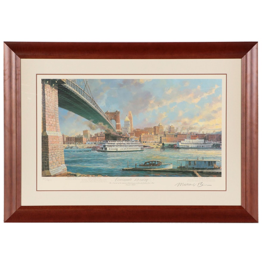 Michael Blaser Offset Lithograph "Cincinnati Morning," Late 20th Century