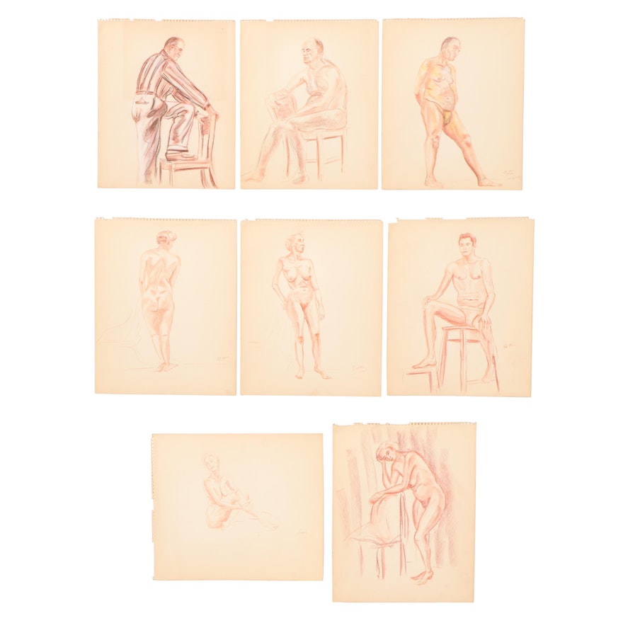 Charcoal and Conté Figure Sketches