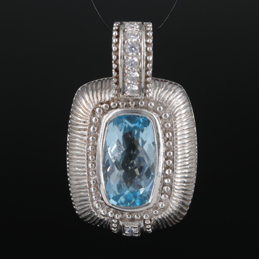 Judith Ripka Sterling Topaz and Cubic Zirconia Enhancer Pendant