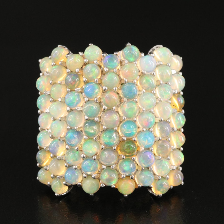 Sterling Opal Cluster Ring