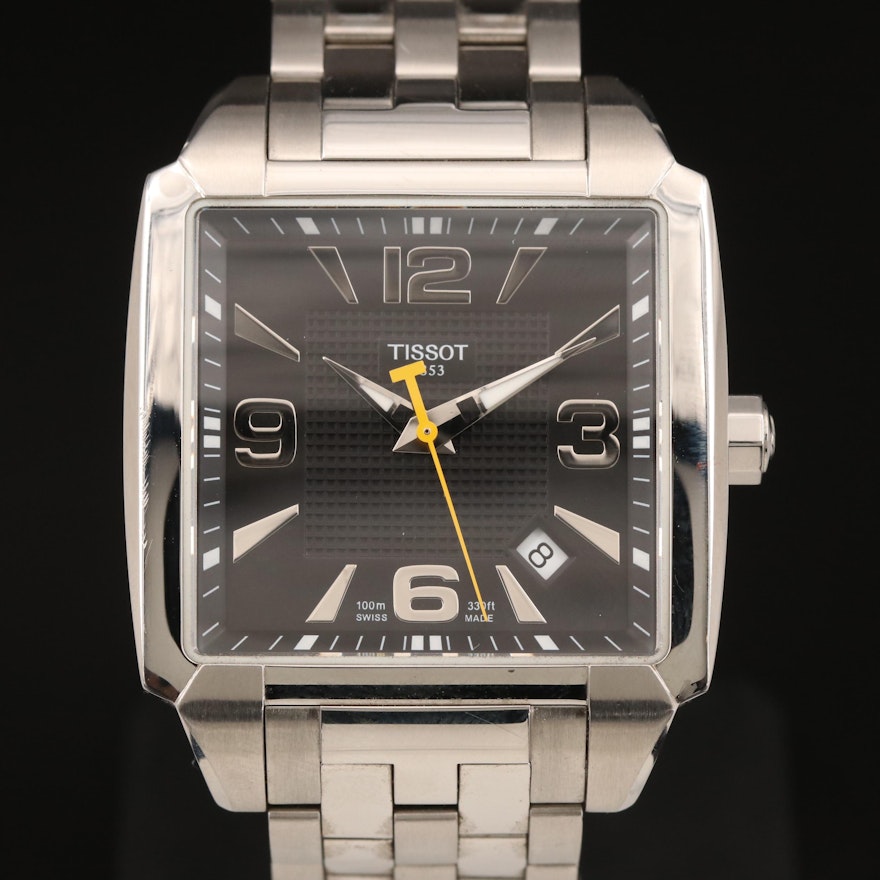 Tissot Quadrato with Date Stainless Steel Wristwatch