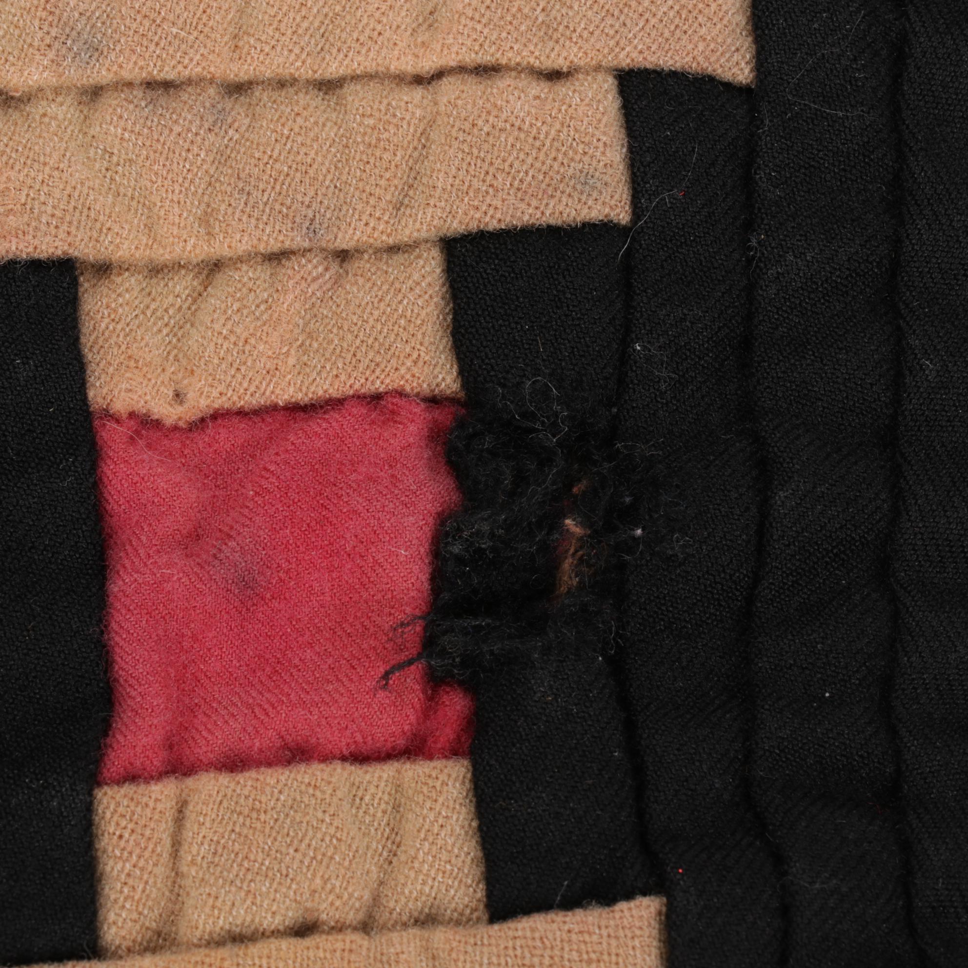 Handmade "Log Cabin" Crib Quilt and H. Kennedy Stoneware Bottle, Late 19th C.