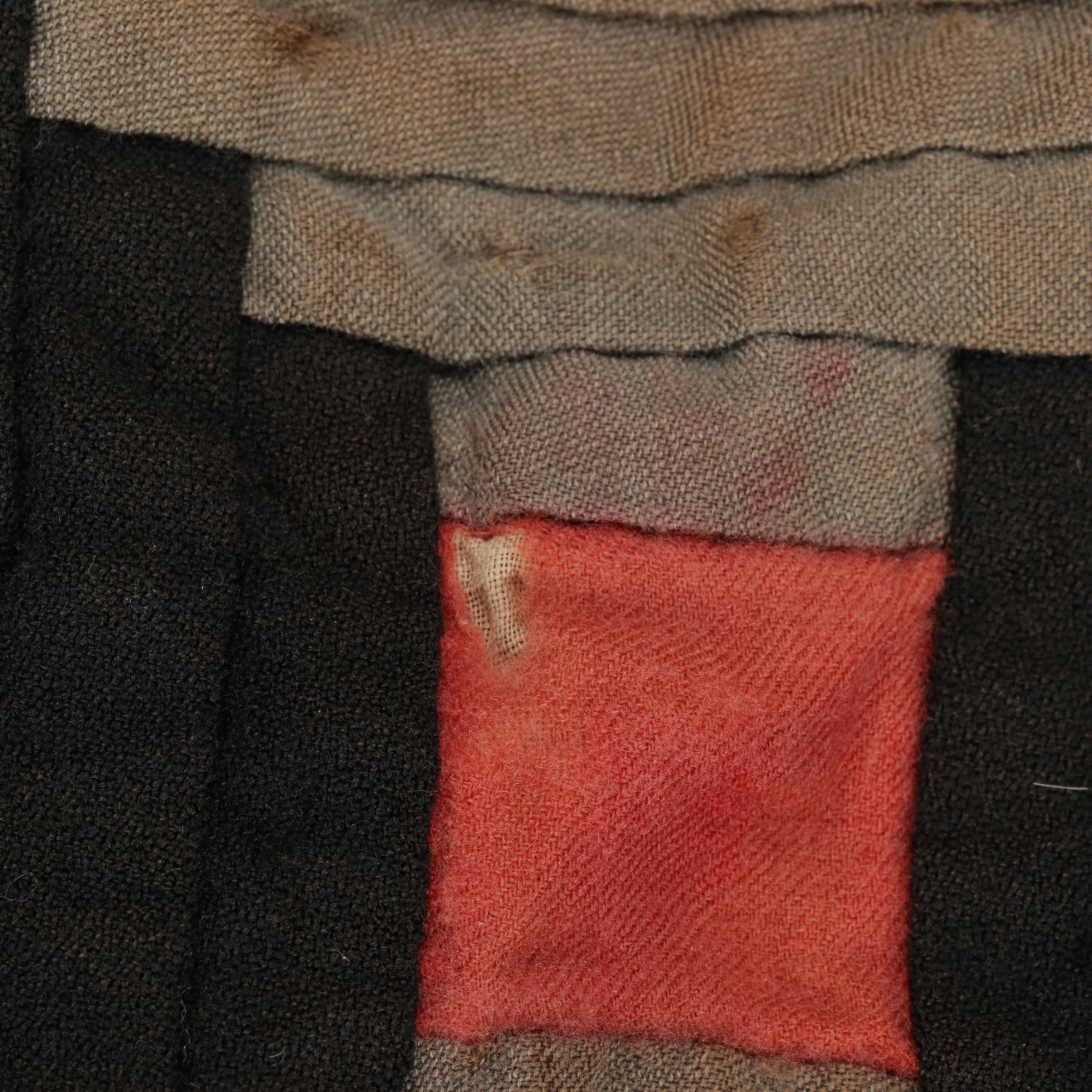 Handmade "Log Cabin" Crib Quilt and H. Kennedy Stoneware Bottle, Late 19th C.