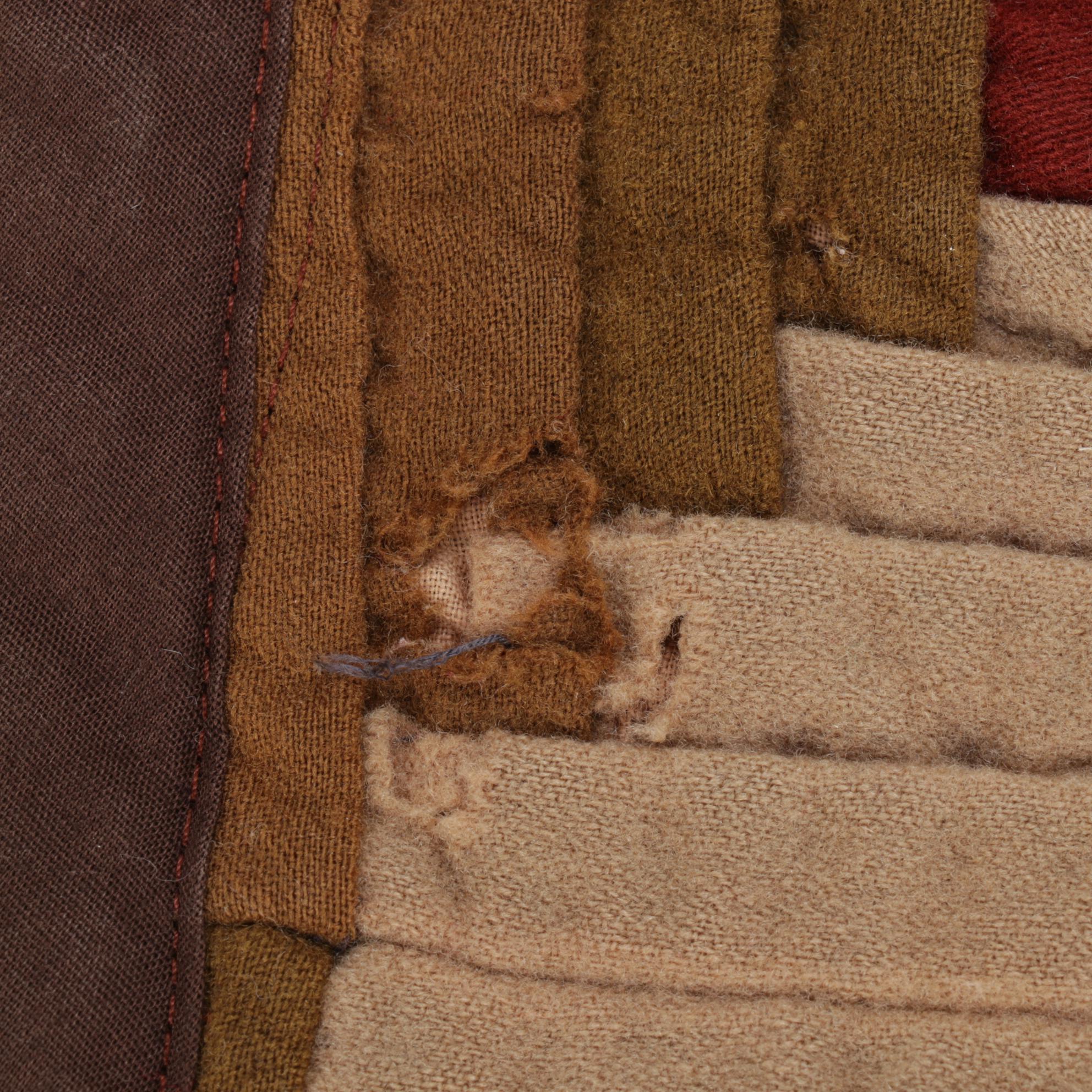 Handmade "Log Cabin" Crib Quilt and H. Kennedy Stoneware Bottle, Late 19th C.