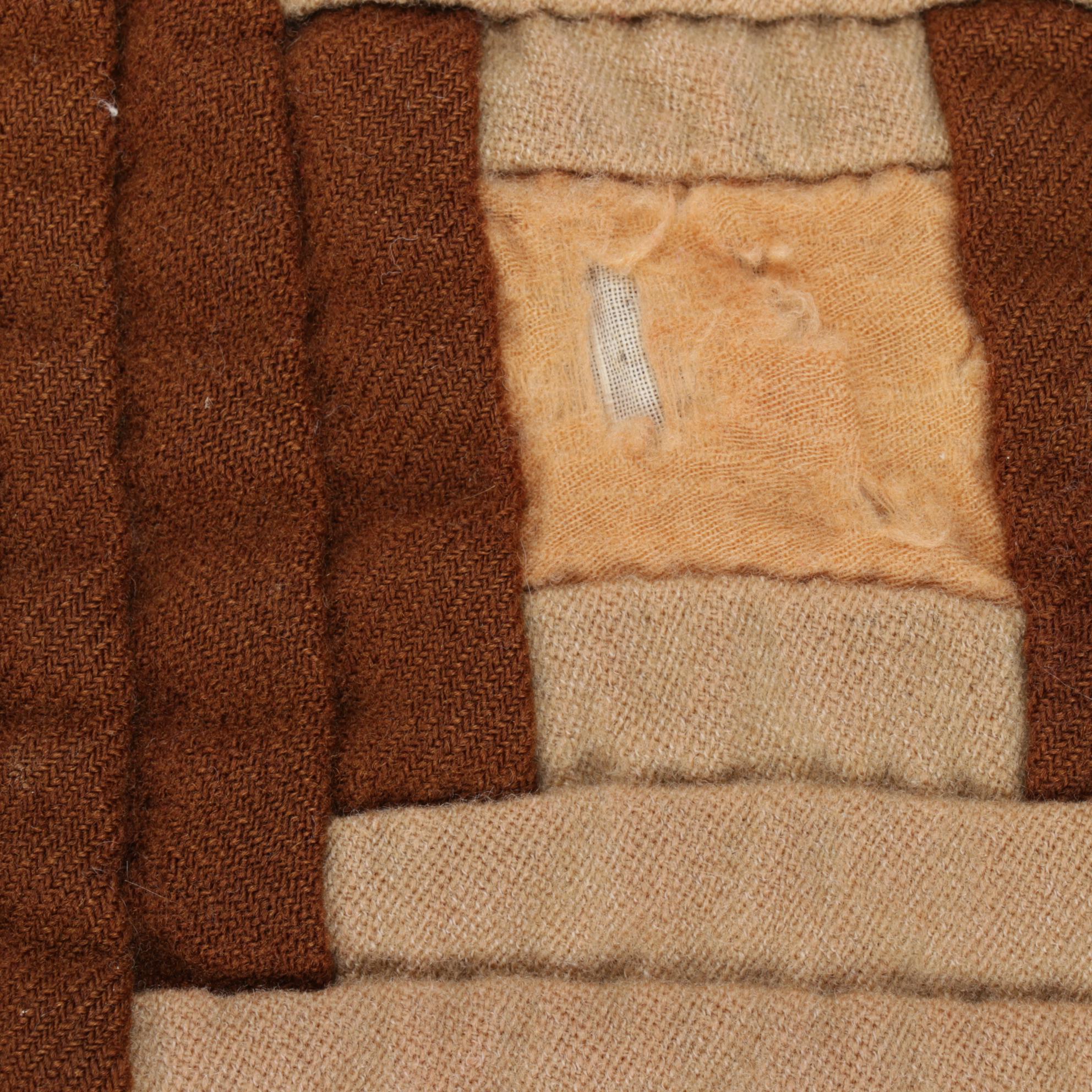 Handmade "Log Cabin" Crib Quilt and H. Kennedy Stoneware Bottle, Late 19th C.