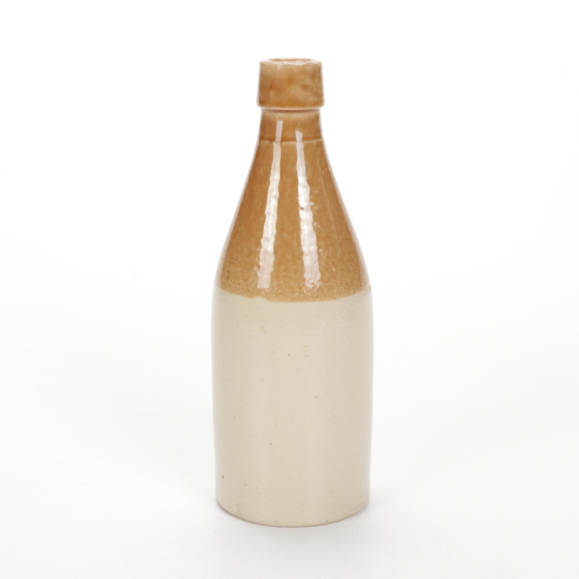 Handmade "Log Cabin" Crib Quilt and H. Kennedy Stoneware Bottle, Late 19th C.