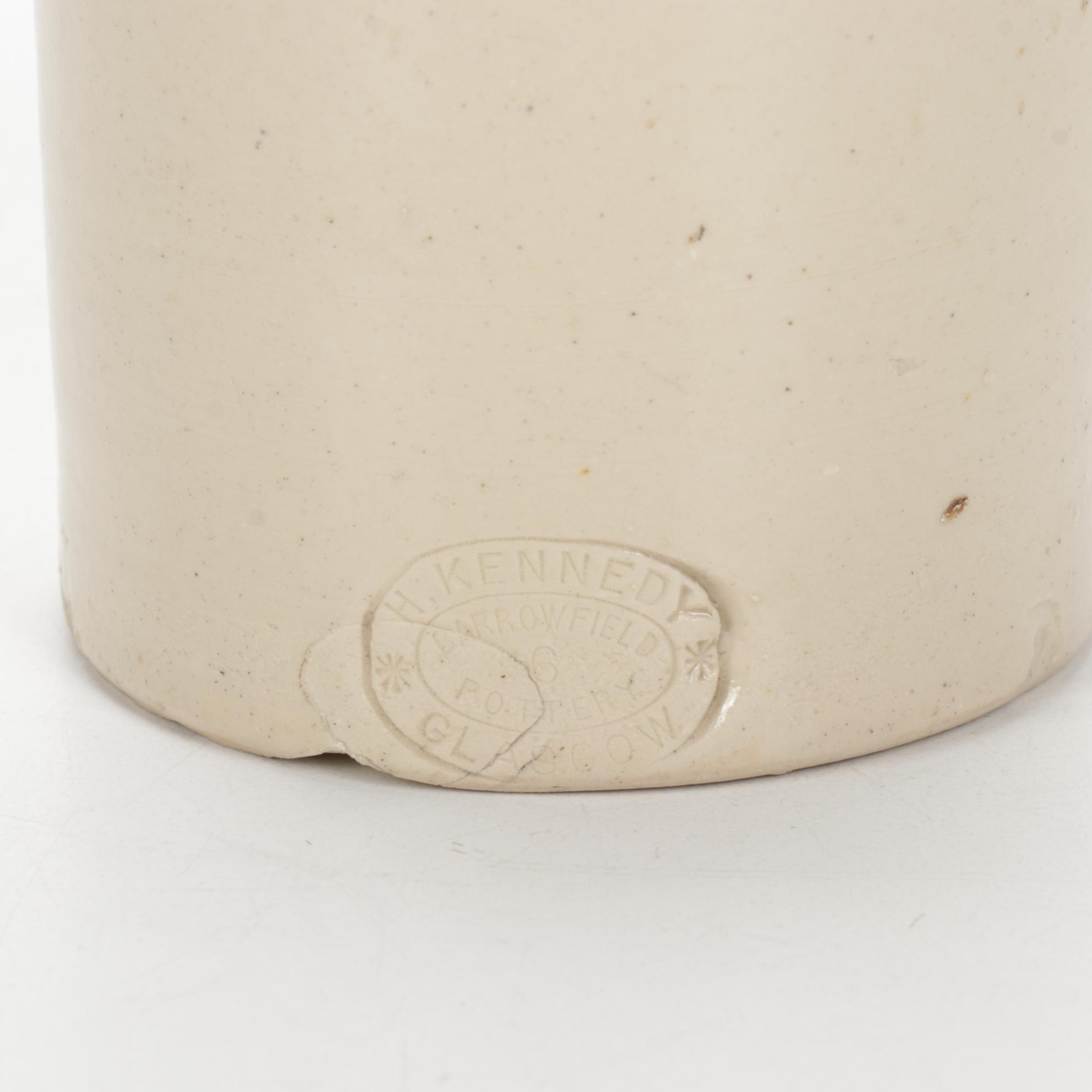 Handmade "Log Cabin" Crib Quilt and H. Kennedy Stoneware Bottle, Late 19th C.