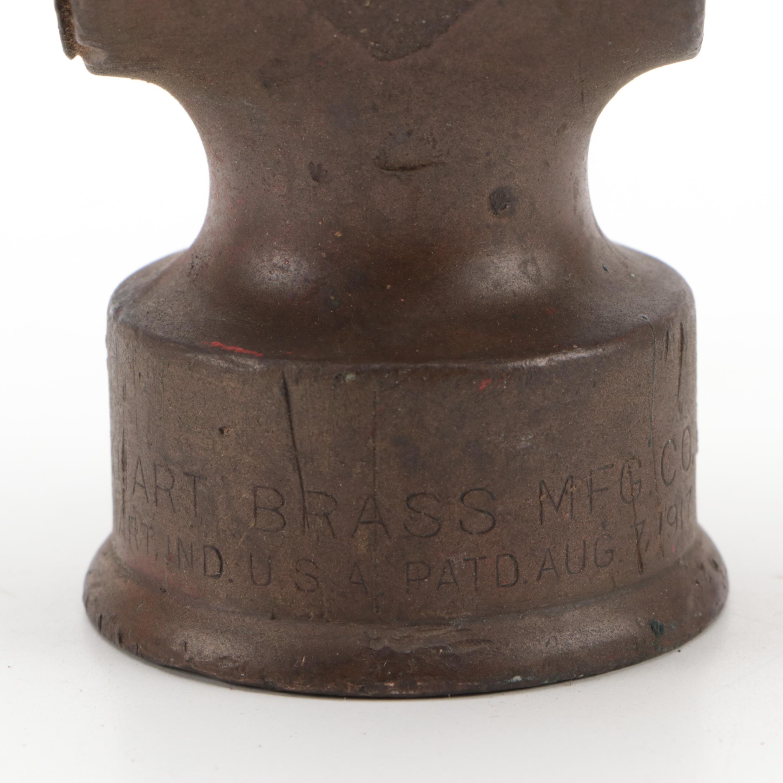 Elkhart Brass Mfg. Co Brass Nozzle, Military Noncombatant Gas Mask, Brass Bell