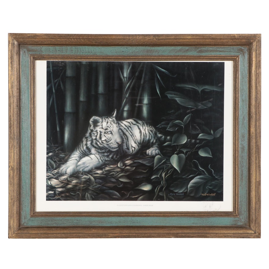 Marie Waddell Offset Lithograph "In Quietness and Confidence - White Tiger"