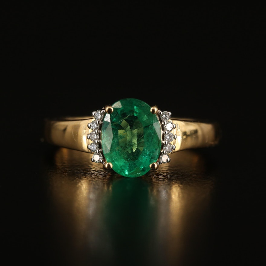 14K 1.43 CT Emerald and Diamond Ring