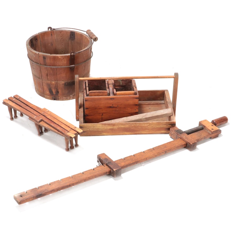Eagle Wooden Mop Wringer Bucket, Clamp, Expandable Rack, Tray, Boxes