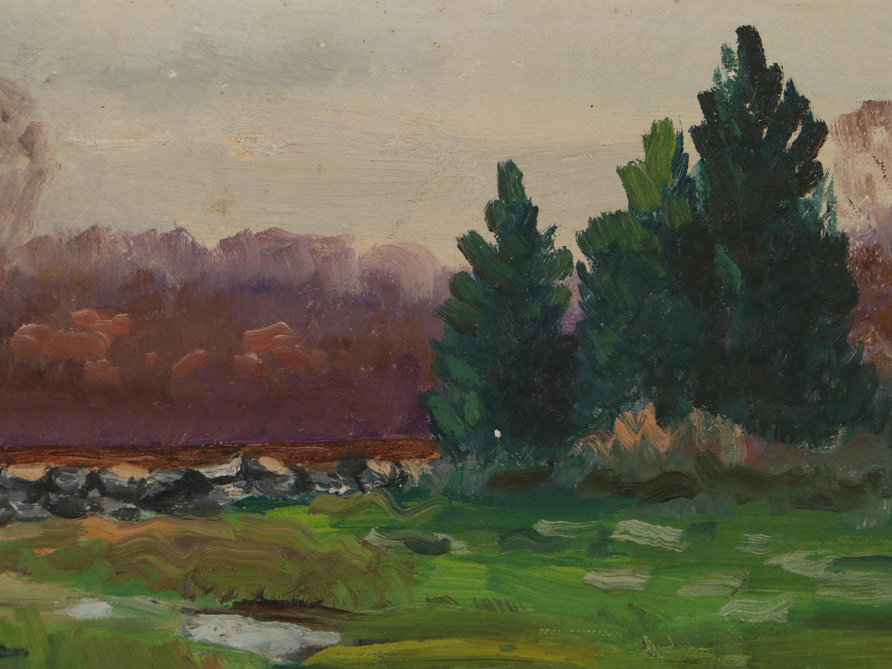 Landscape Oil Painting of a Stream, 1939