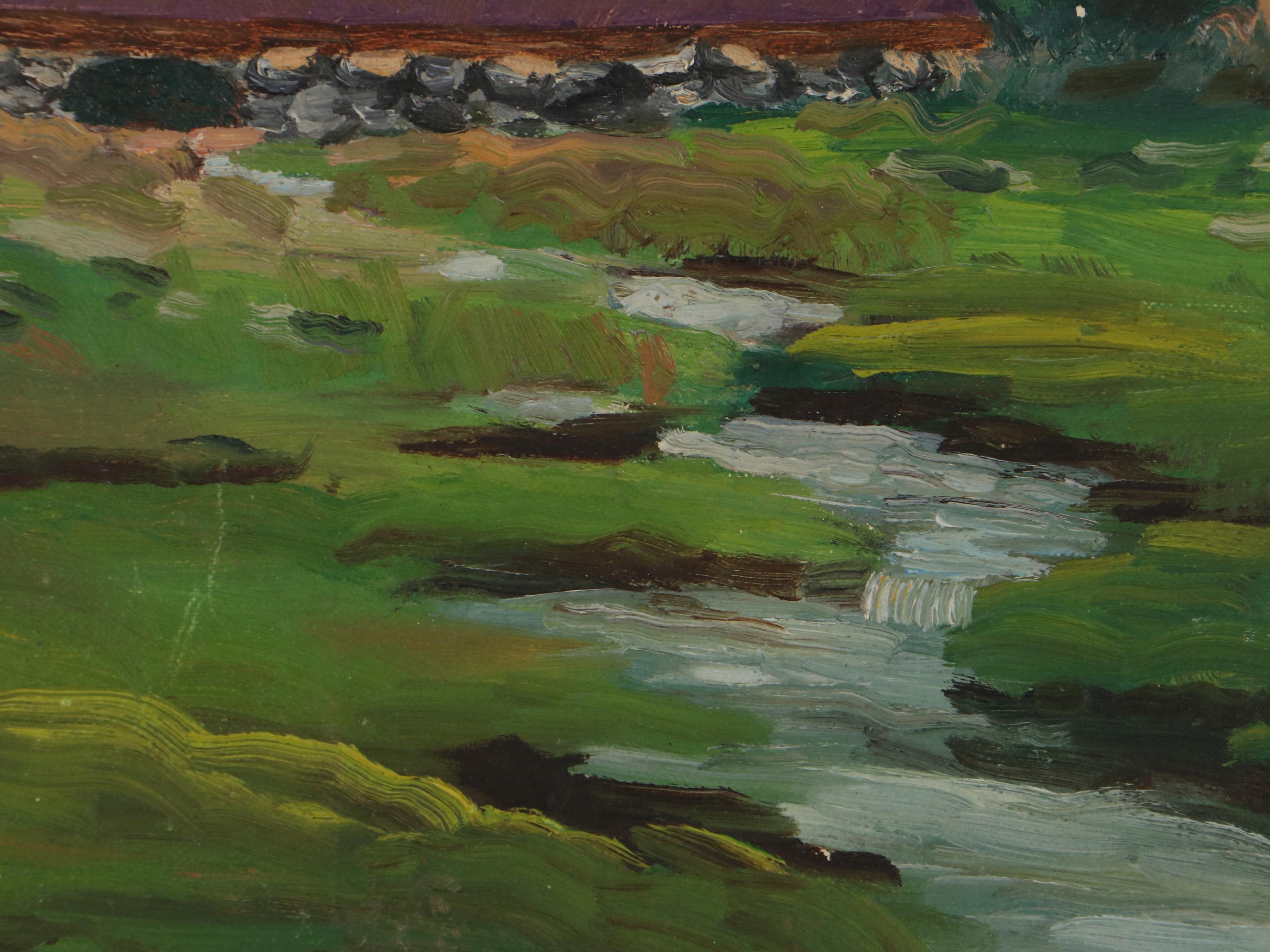 Landscape Oil Painting of a Stream, 1939