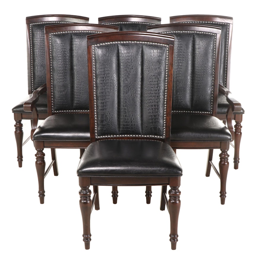 American Signature "Esquire" Faux Leather Upholstered Dining Chairs