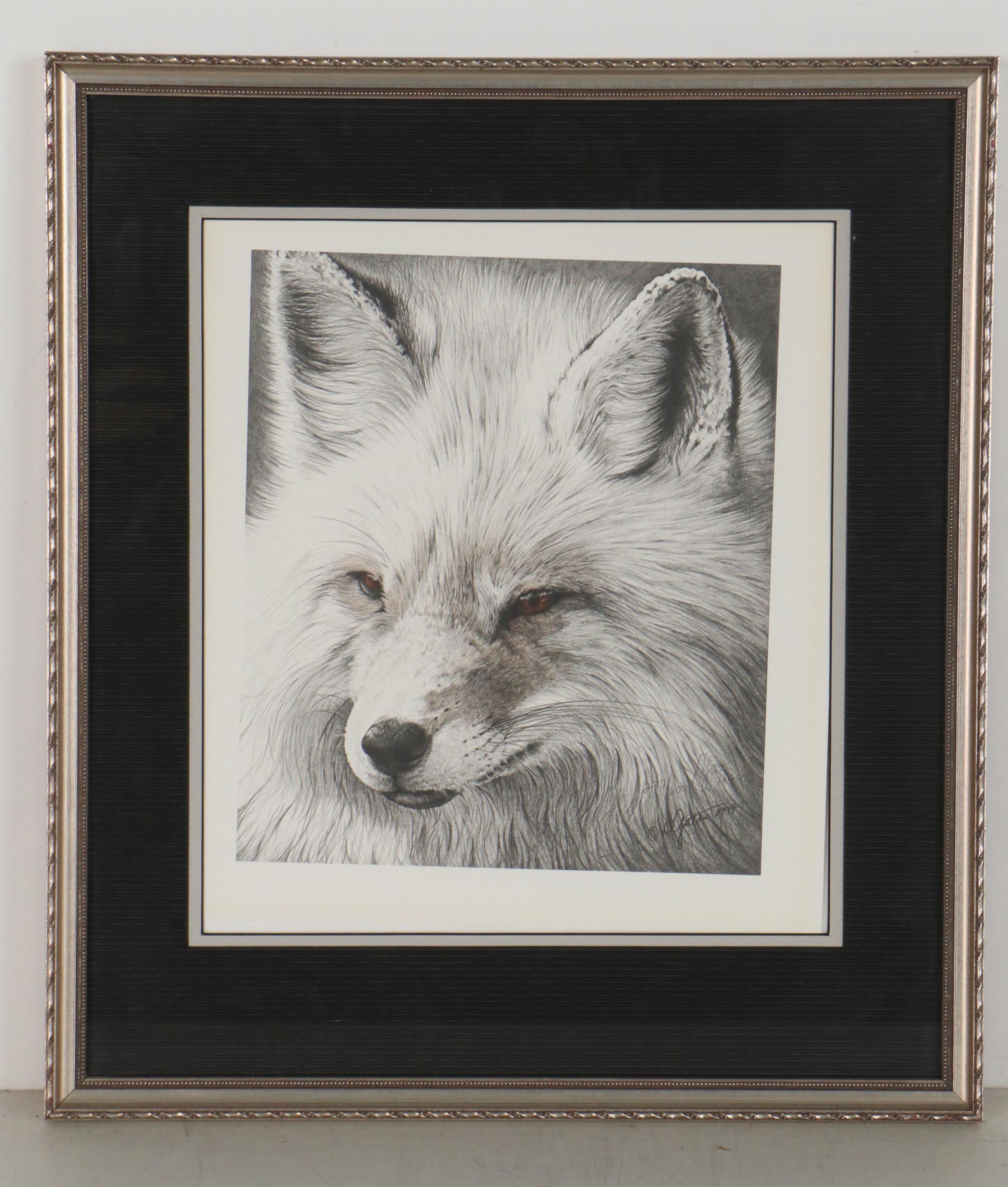 Donna Gates King Offset Lithographs of a Fox and Lynx