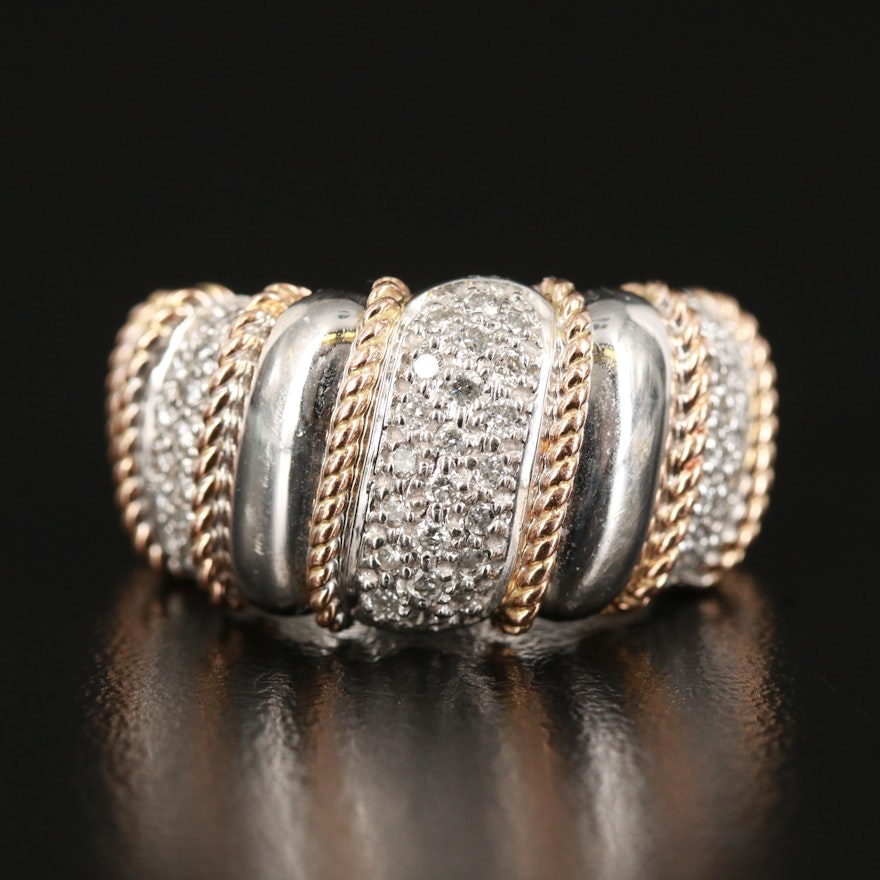 Sonia B. 14K 0.56 CTW Diamond Fluted Ring with Rose Gold Braided Accents