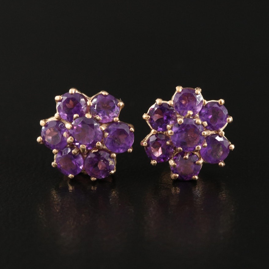 10K Amethyst Cluster Earrings