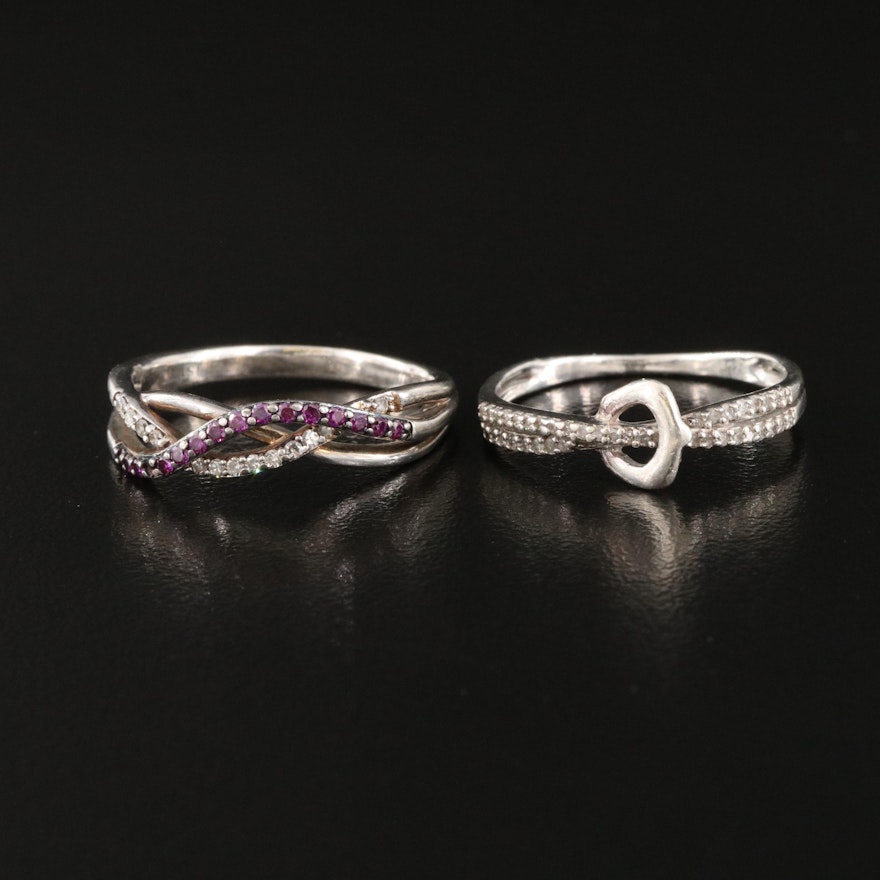 Sterling Diamond Bands Including Crossover and Buckle