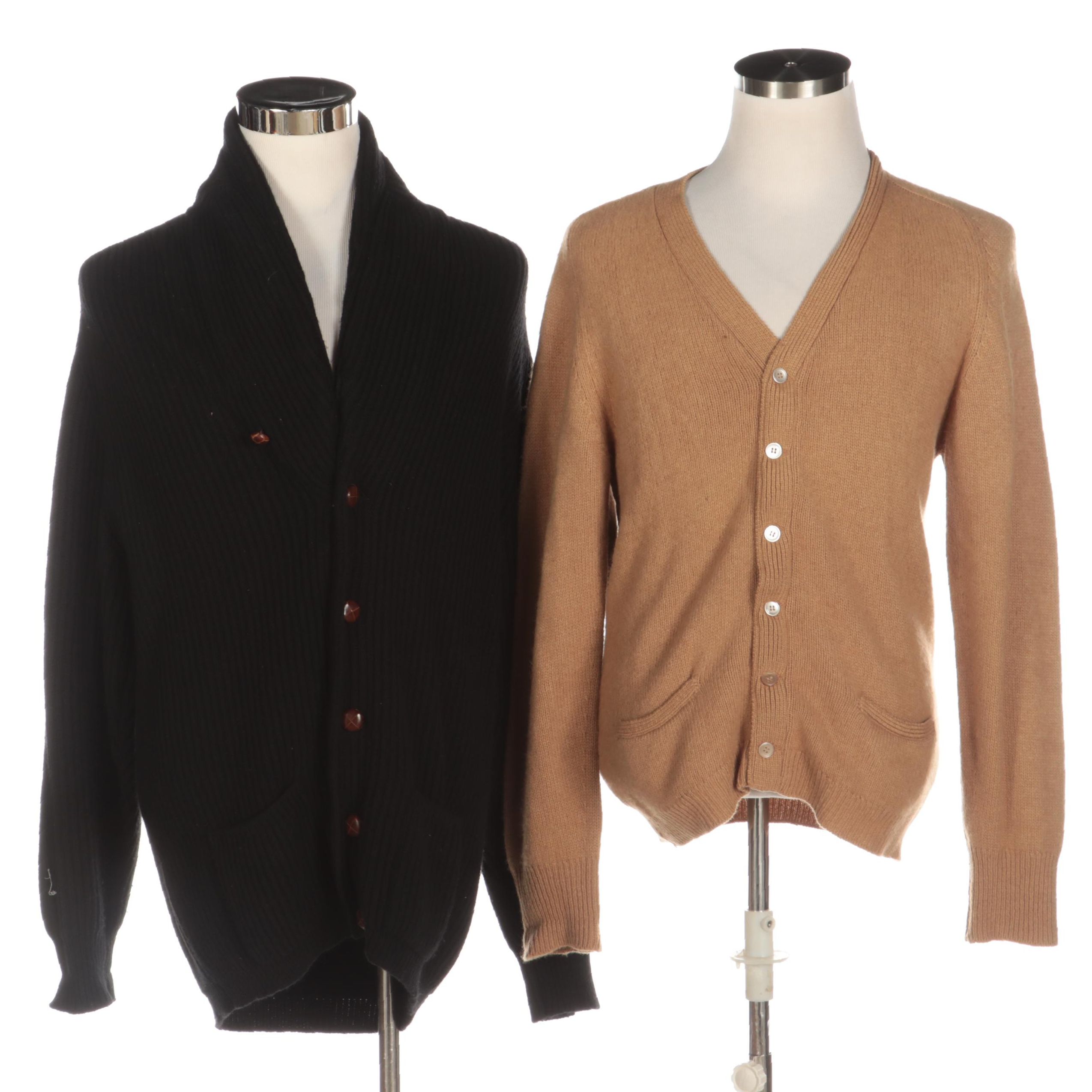 Men's Paul Stuart Camel Hair Cardigan and Bullock & Jones Cashmere Cardigan