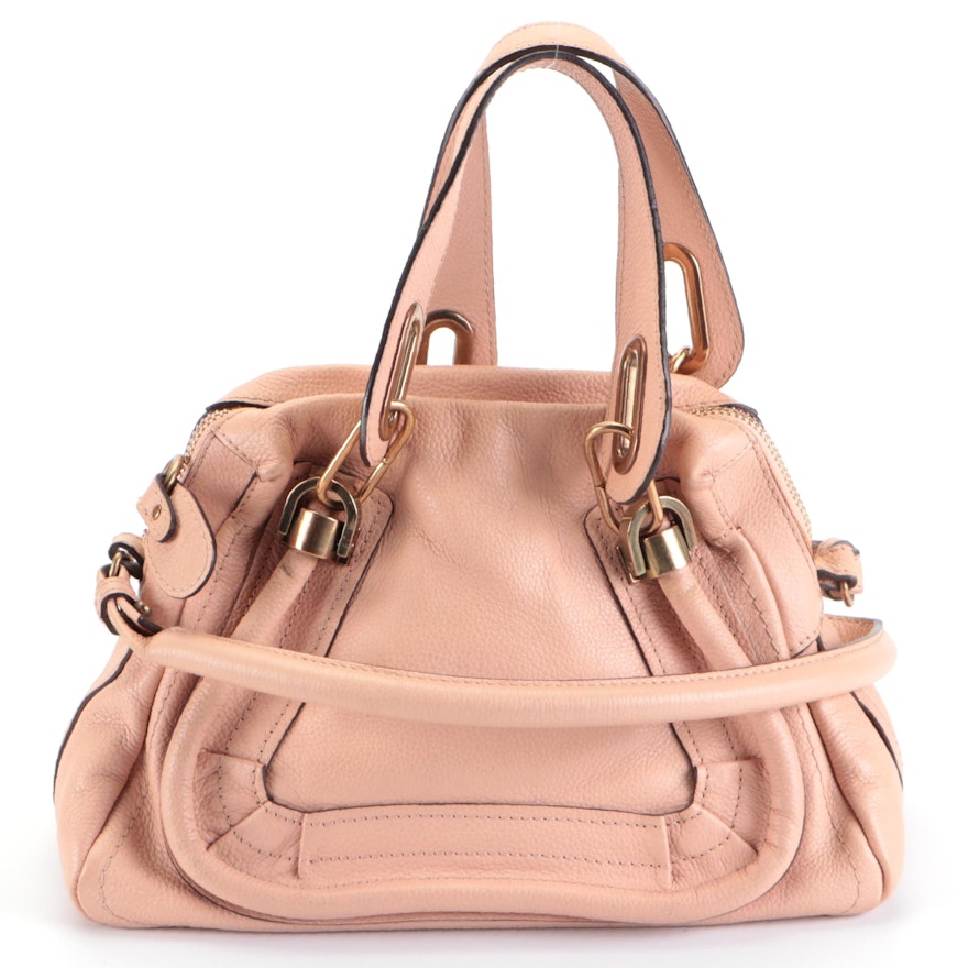 Chloé Small Paraty Bag in Blush Beige Grained Leather