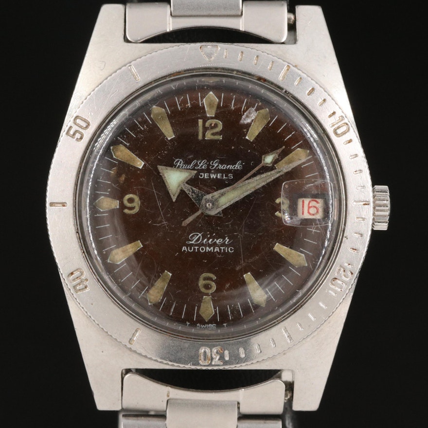 Paul LeGrande "Deep Diver" Stainless Steel Wristwatch