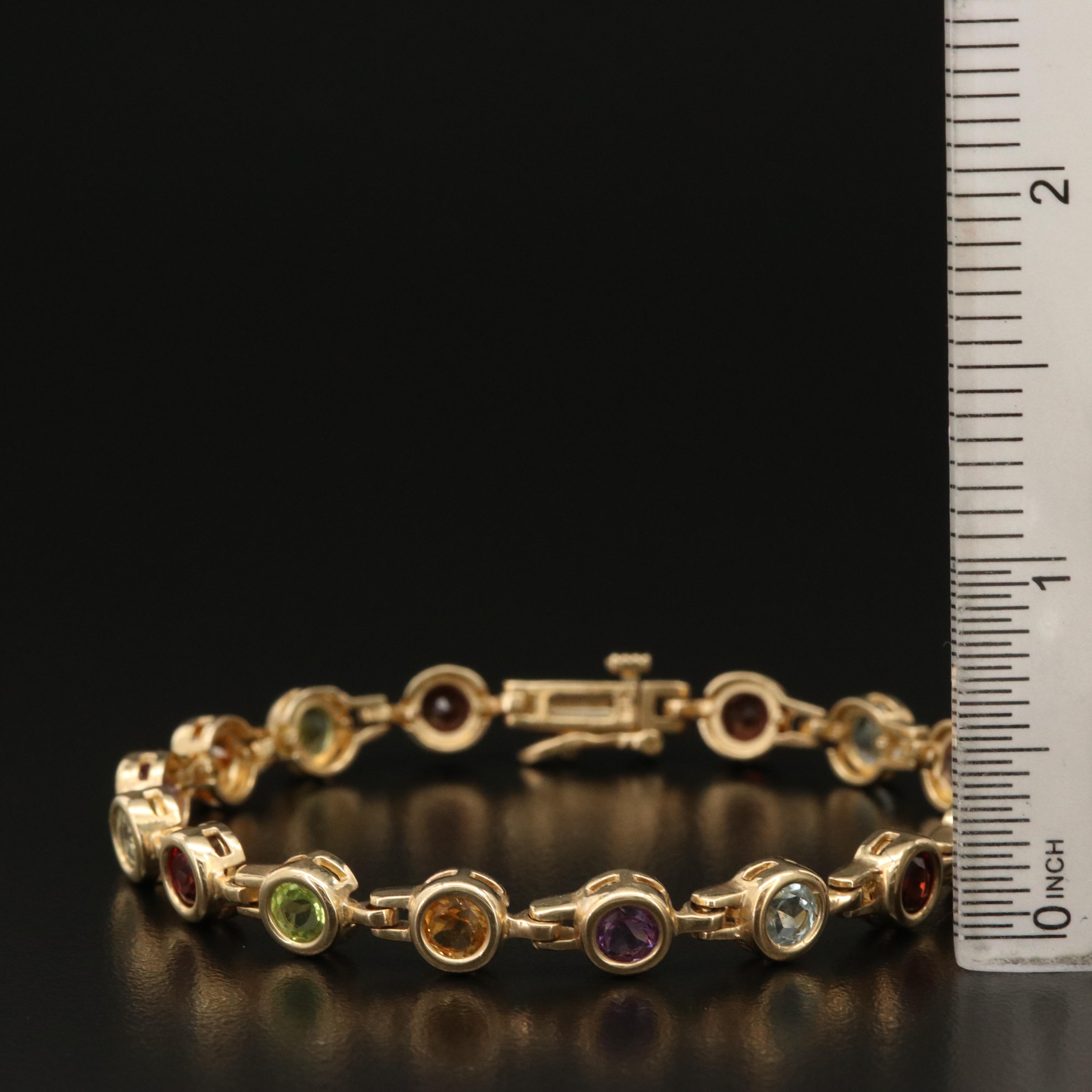 14K Multi Gemstone Link Bracelet