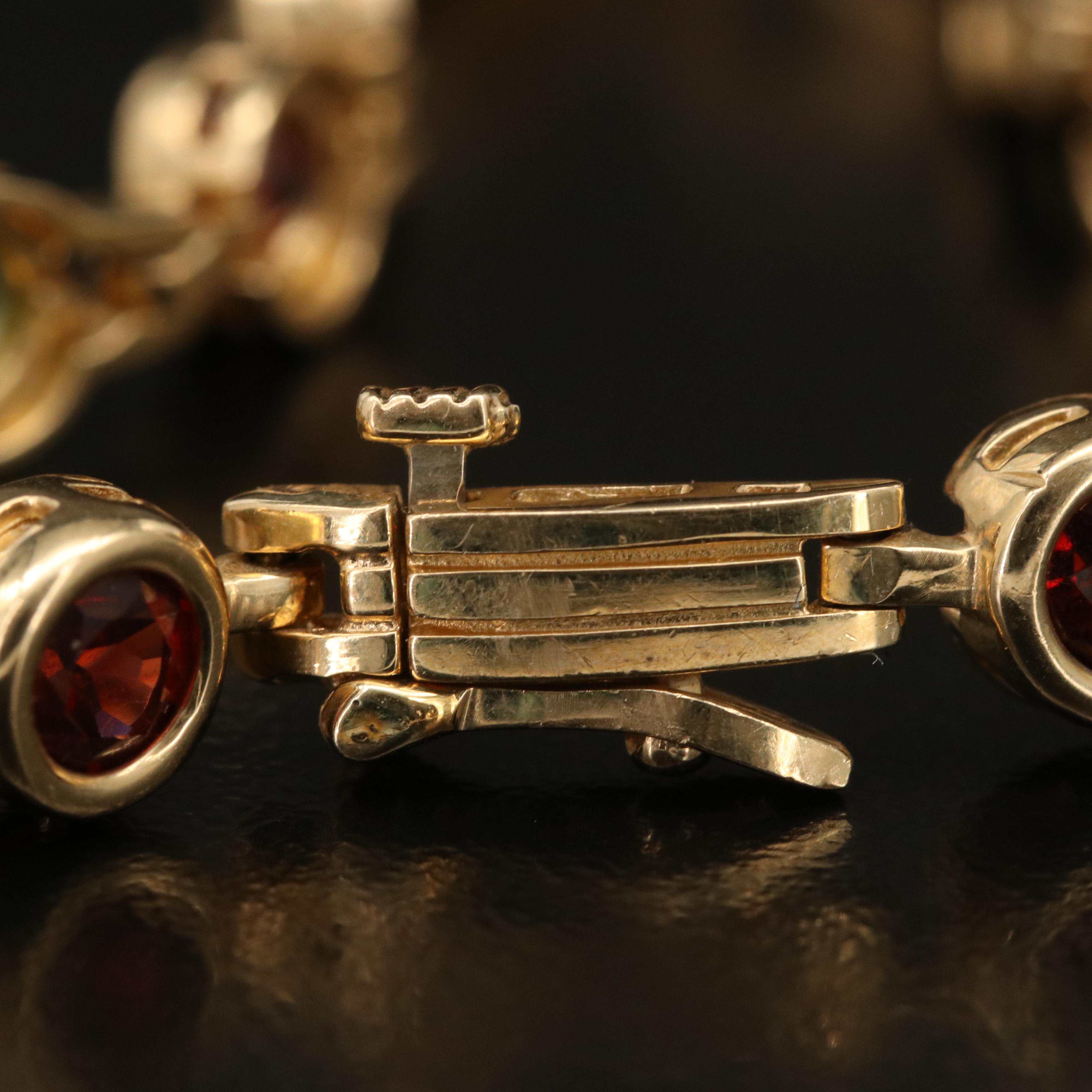 14K Multi Gemstone Link Bracelet