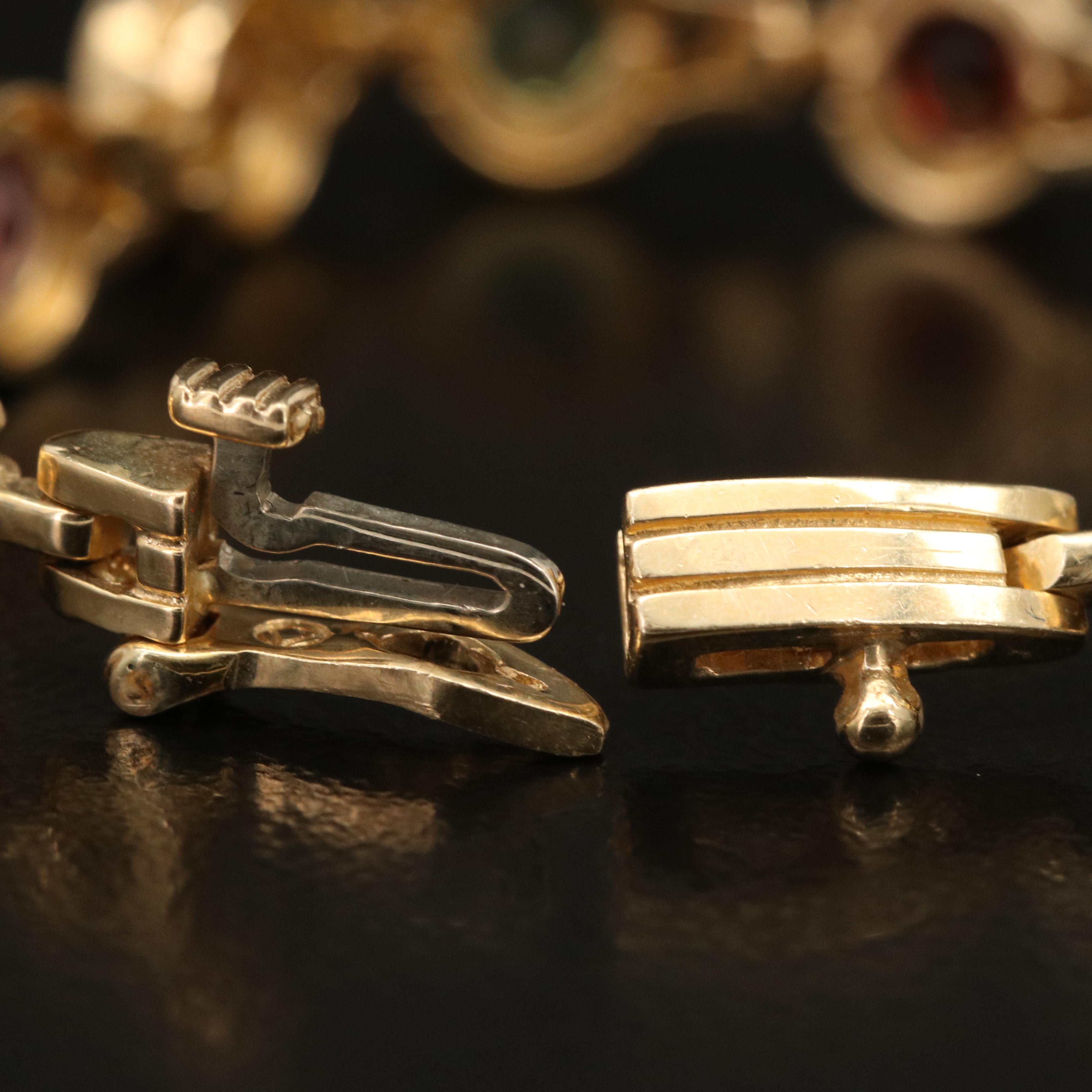 14K Multi Gemstone Link Bracelet