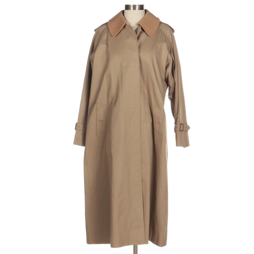 Burberrys Single-Breasted Gabardine Trench Coat with Removable Wool Collar