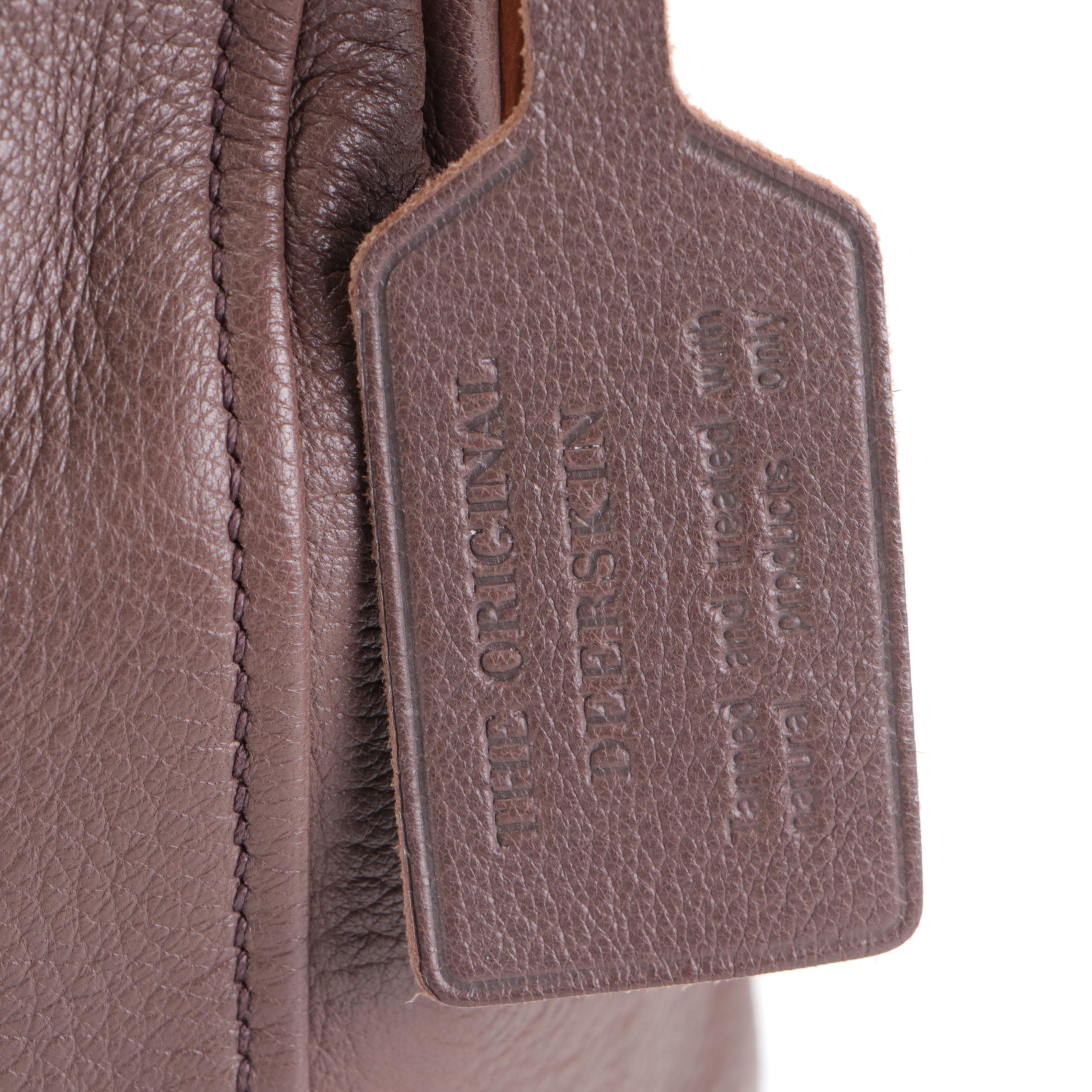 Prada Push-Lock Zip Medium Shoulder Bag in Dark Brown Deerskin Leather