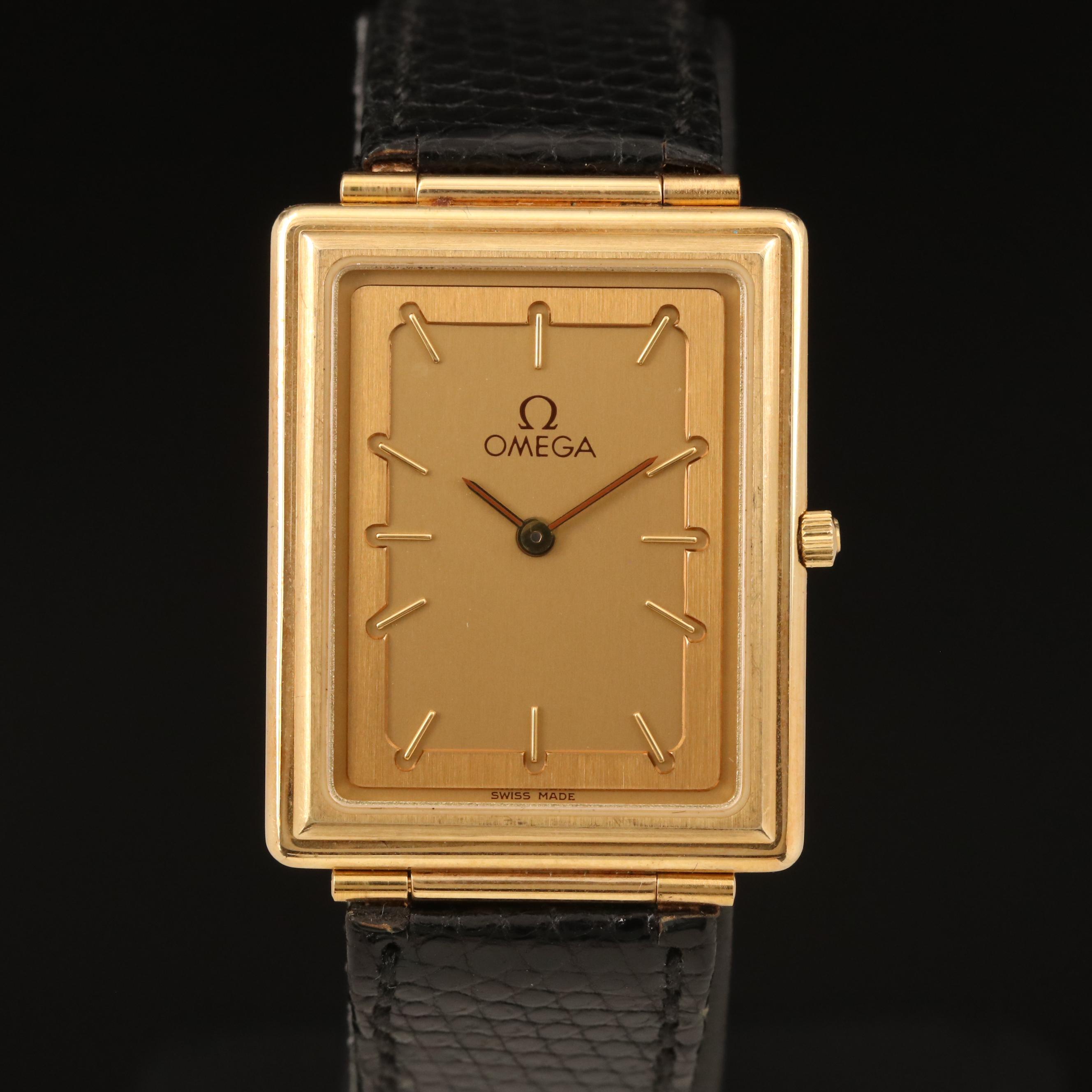 Omega 14K Tank Shaped Quartz Watch