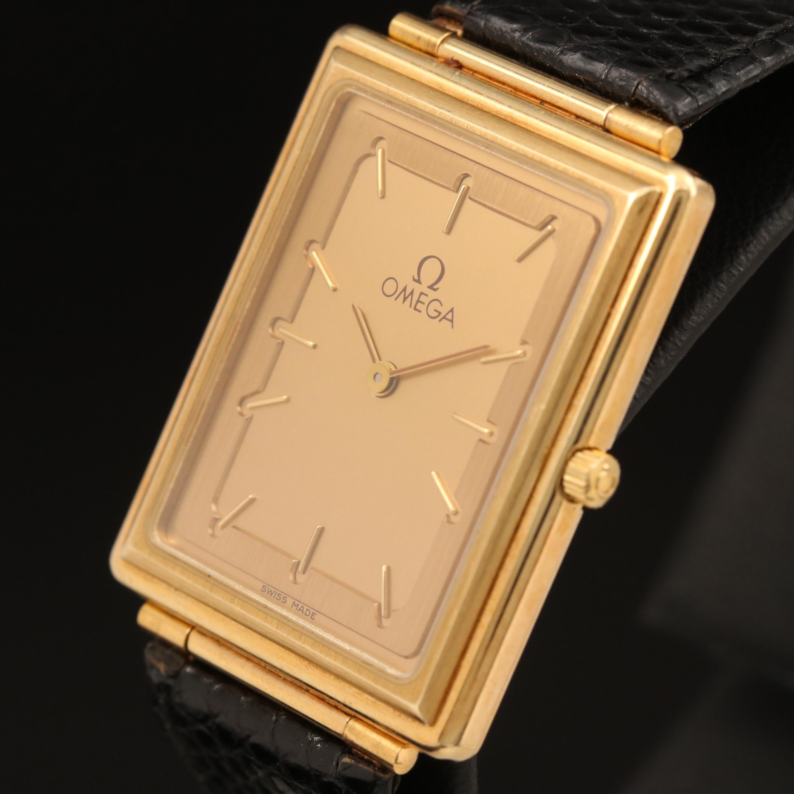 Omega 14K Tank Shaped Quartz Watch