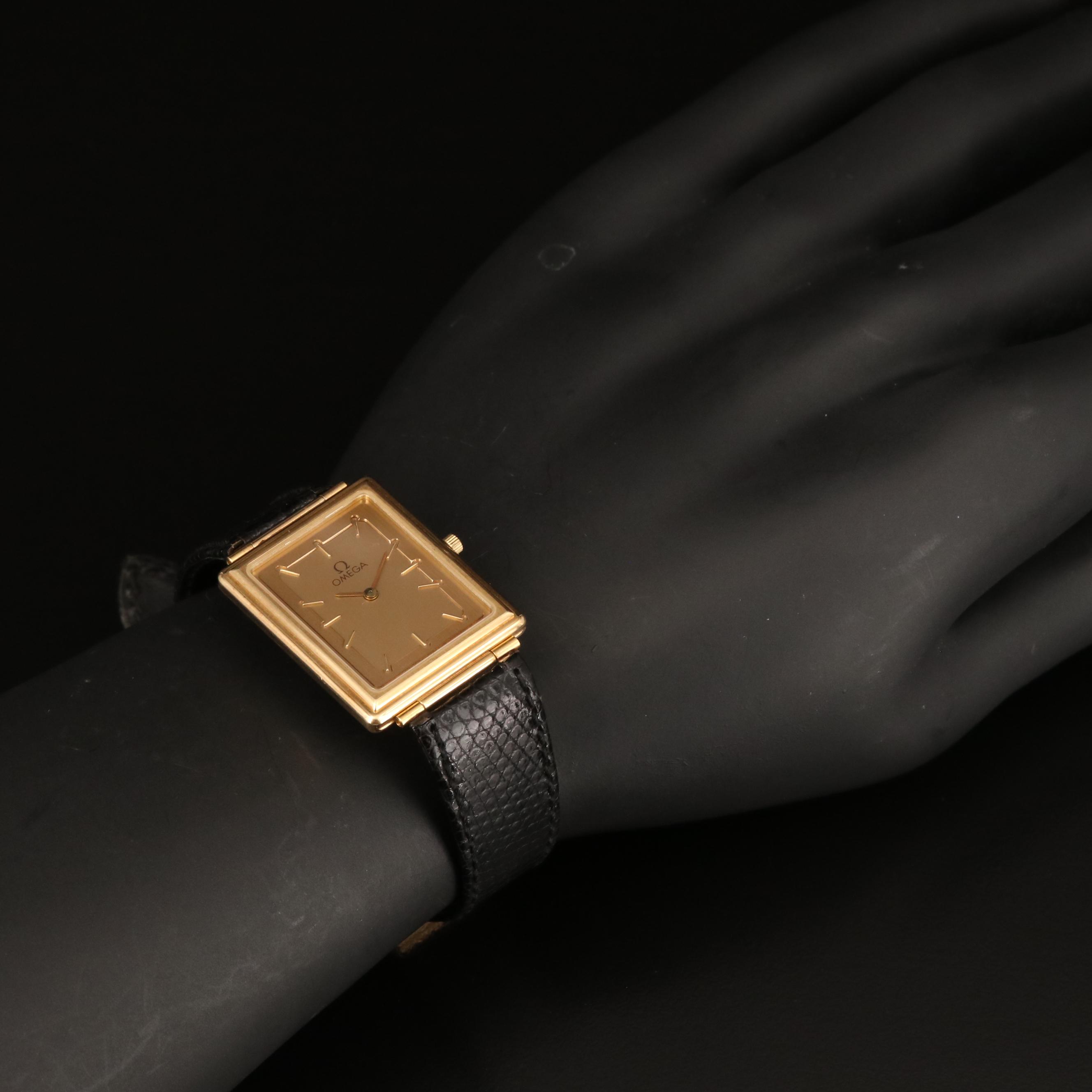 Omega 14K Tank Shaped Quartz Watch