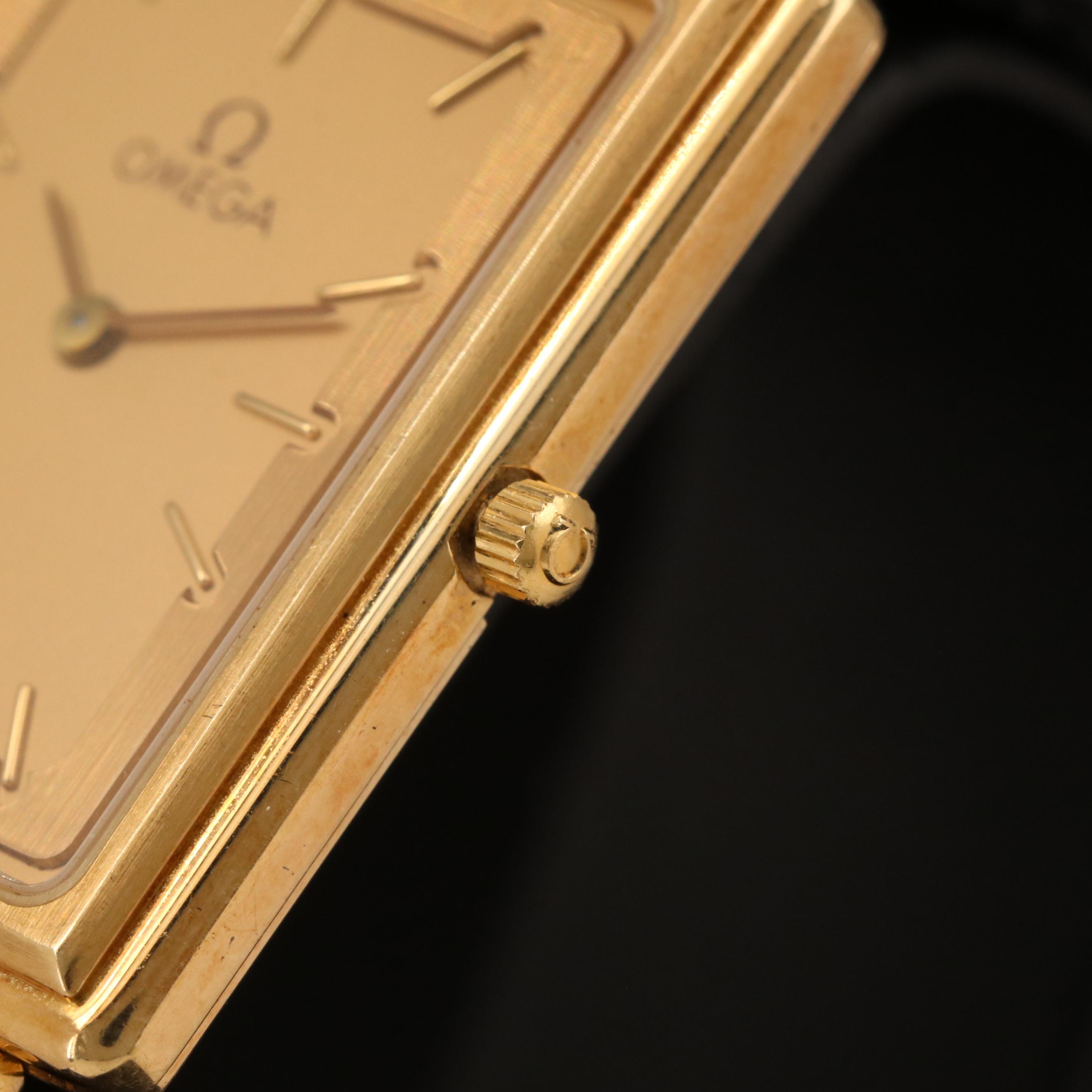 Omega 14K Tank Shaped Quartz Watch