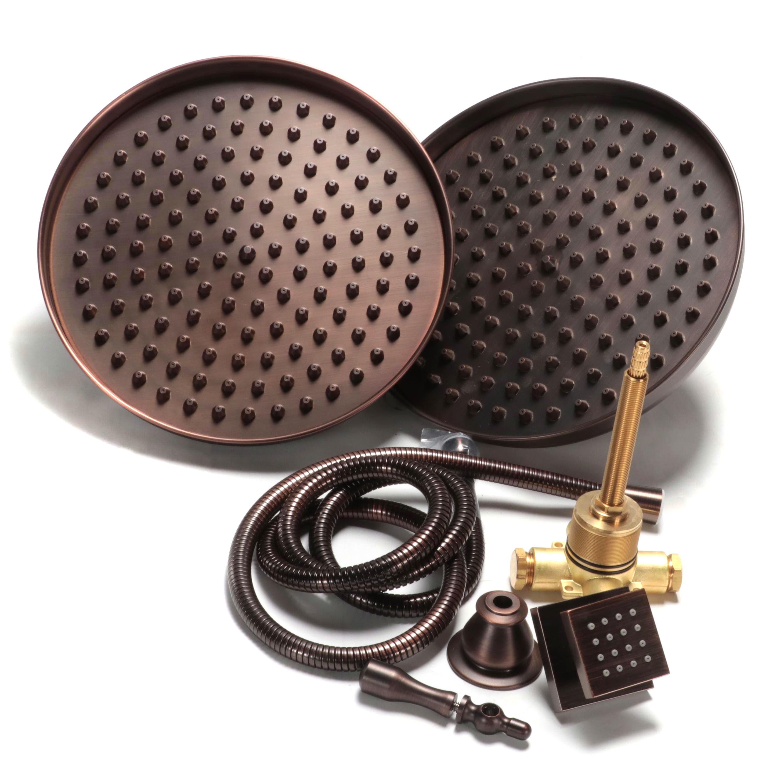 Two 10" Rainfall Showerheads, 3-Way Diverter, Swivel Body Spray, 60" Hose