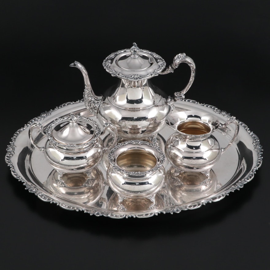 Onieda Community "Ascot" Silver Plate Tea Service with Other Silver Plate Tray