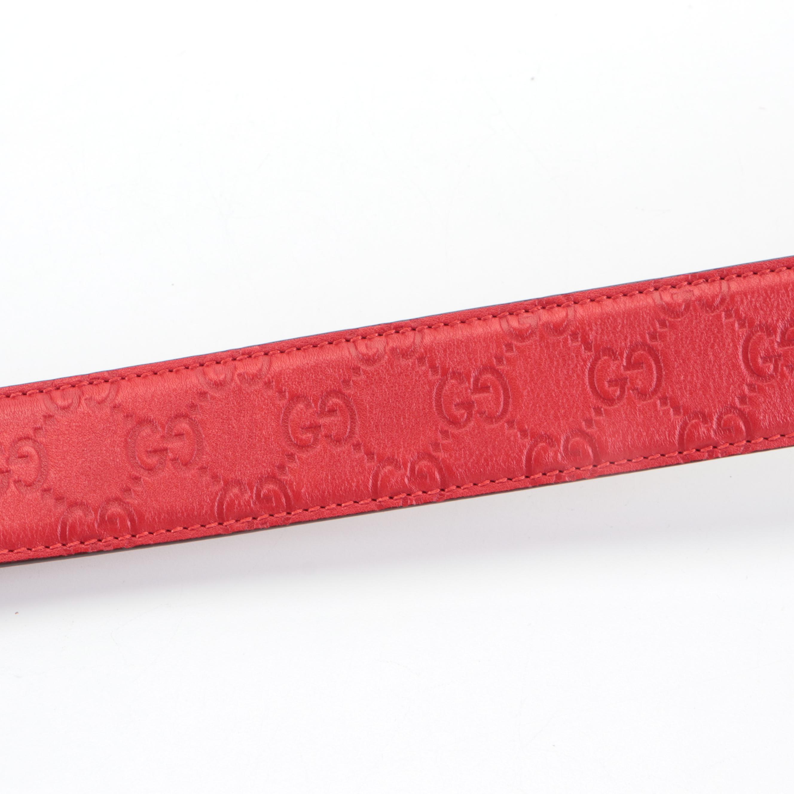 Gucci Interlocking G Belt in Red Guccissima Leather