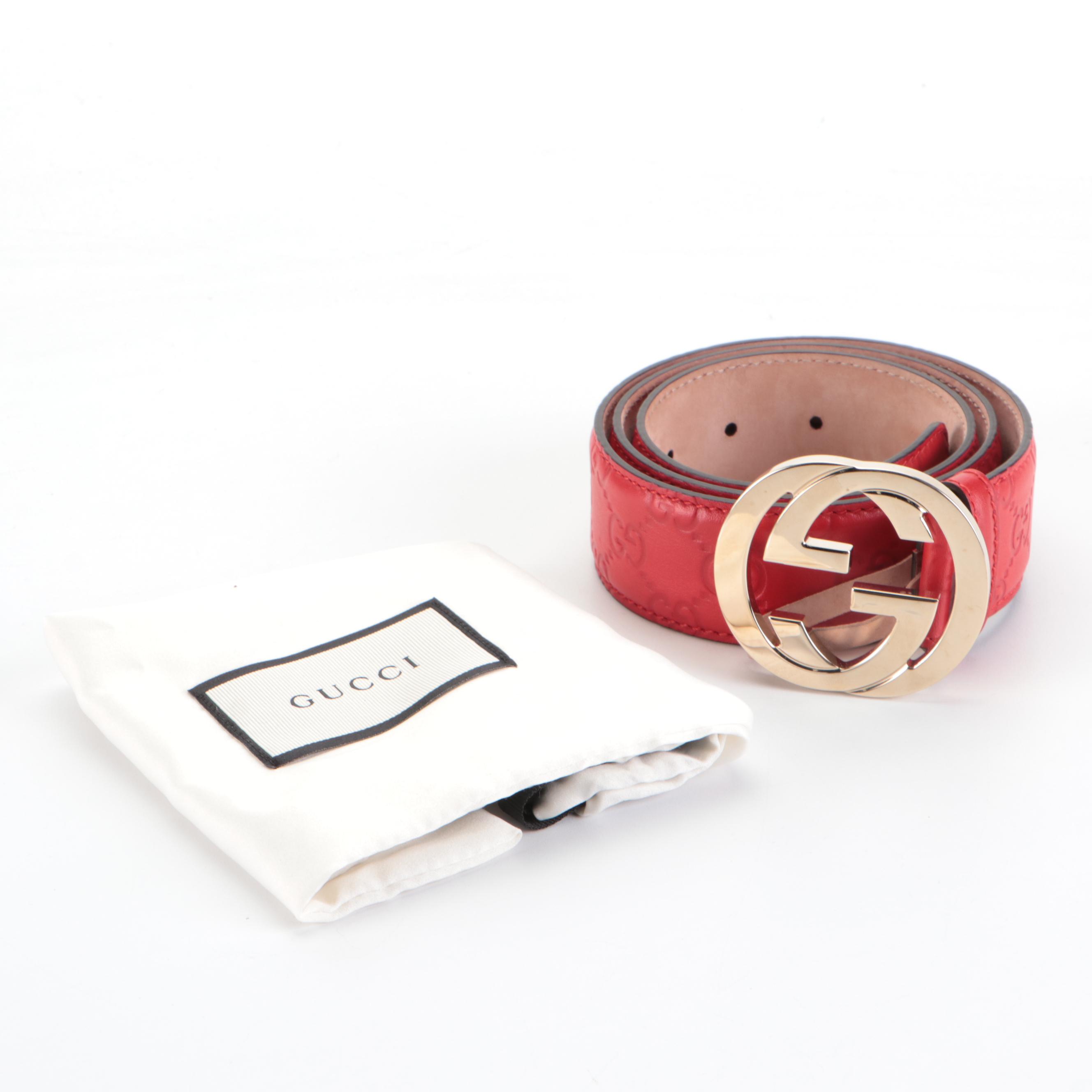 Gucci Interlocking G Belt in Red Guccissima Leather