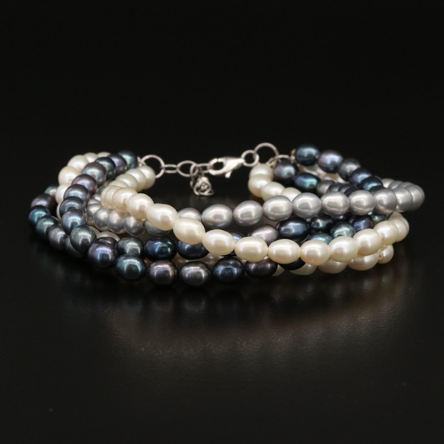 Pearl Torsade Bracelet with Sterling Clasp
