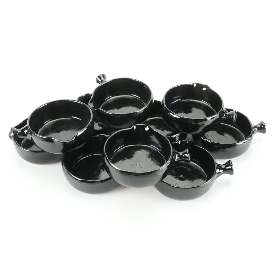 Bybee Pottery Black Glazed Soup Crocks