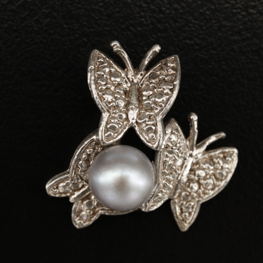 Sterling Pearl Butterfly Pendant