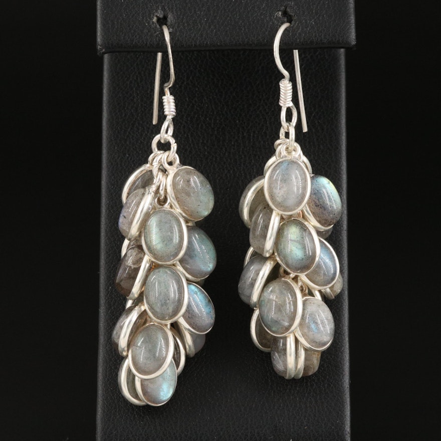 Sterling Labradorite Cluster Earrings